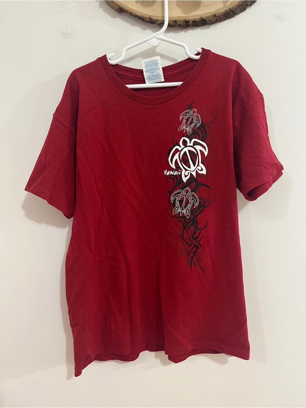 Gildan Red Short Sleeve Tee with White Turtle Graphic